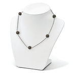 Sterling Silver 925 Beaded Necklace with 10-11mm Black Shell Pearls for Elegant Style