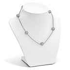 Sterling Silver 925 Beaded Necklace with Grey Shell Pearls 21-Inch Elegant Design