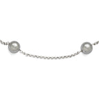 Sterling Silver Majestik 10-11mm Grey Shell Bead 7 Station Necklace