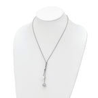 Sophia Jewelers Sterling Silver Shell Pearl Necklace with Rhodium-Plated Beads