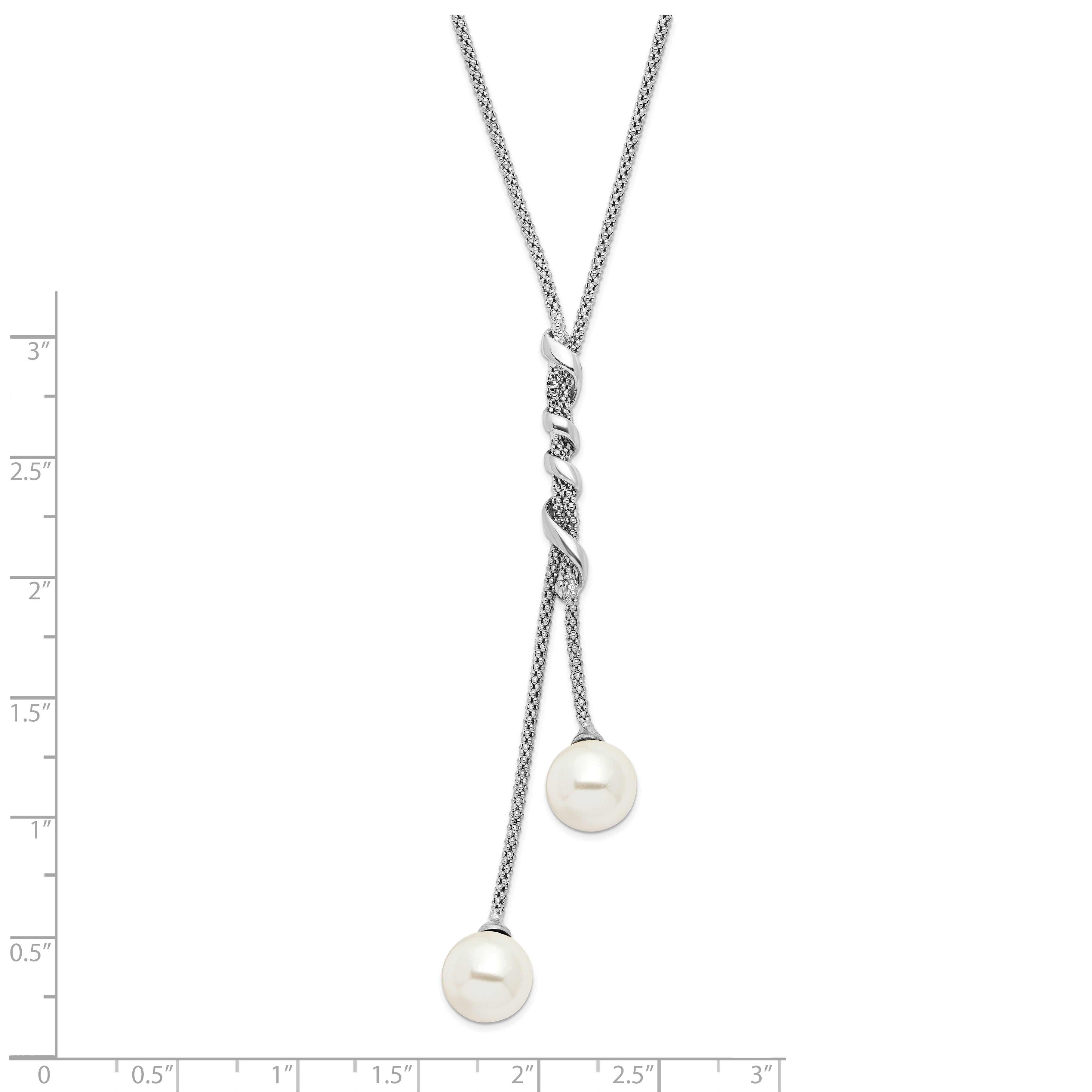 Majestik Sterling Silver Rhodium-Plated Beaded Necklace with Shell Pearls Secondary image