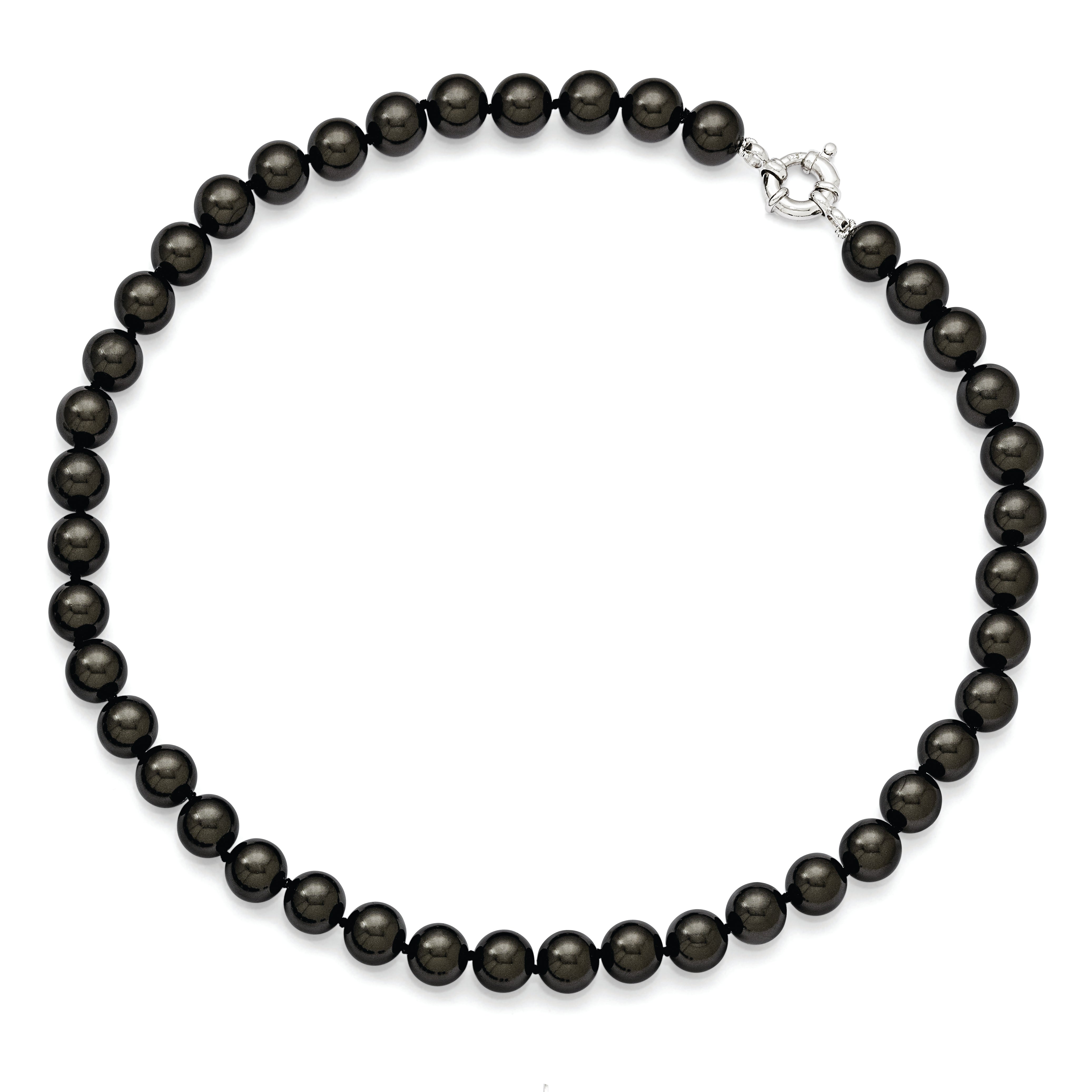 Sterling Silver Black Shell Pearl Hand-knotted Necklace 18 Gift Ready Secondary image
