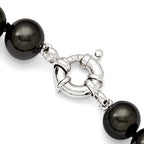 Sterling Silver Black Shell Pearl Hand-knotted Necklace 18 Gift Ready
