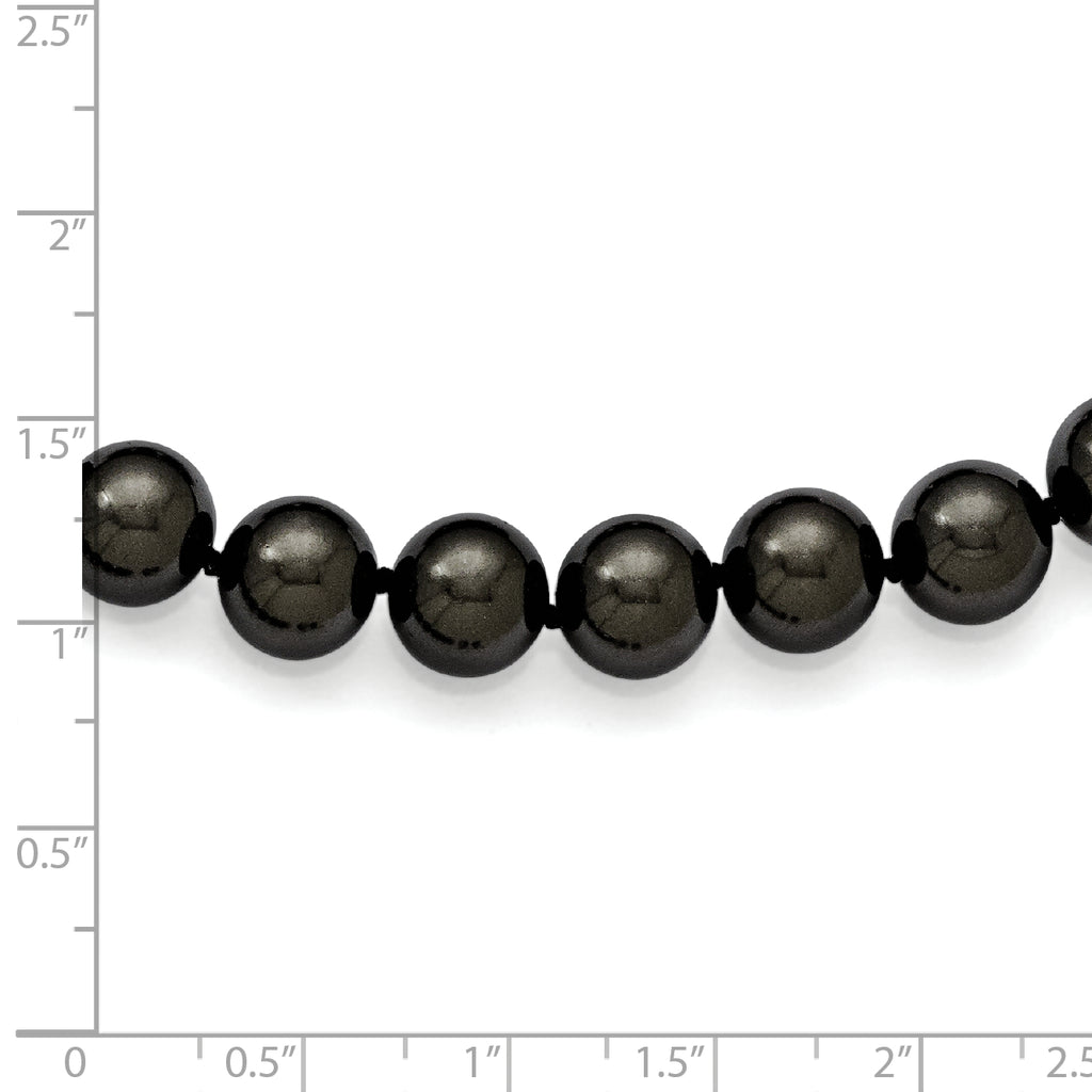 Sterling Silver Black Shell Pearl Hand-knotted Necklace 18 Gift Ready