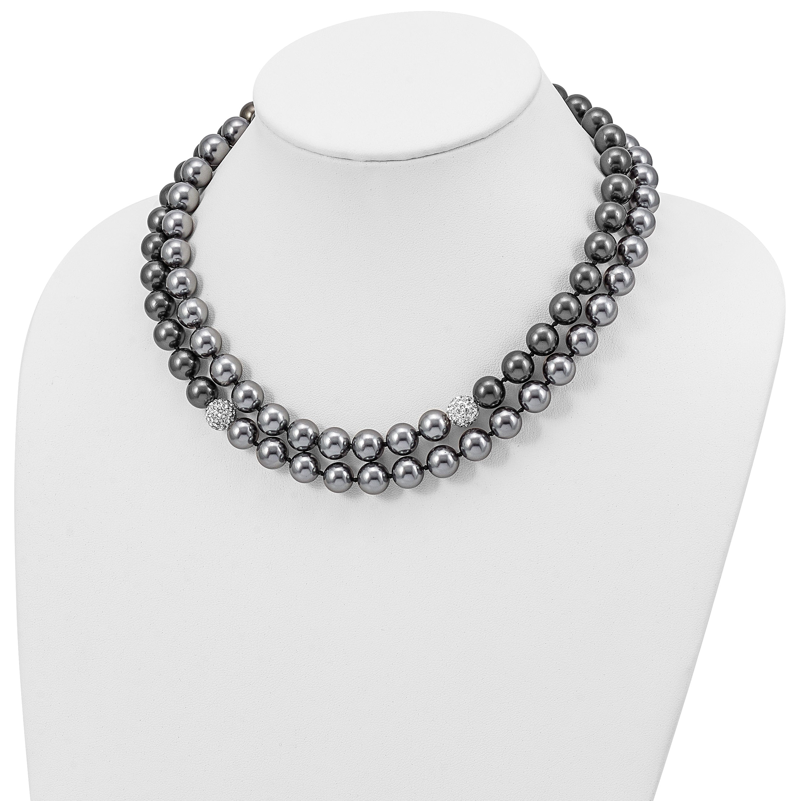 Imitation Shell Pearl Crystal Hand-knotted Necklace with Polished Finish