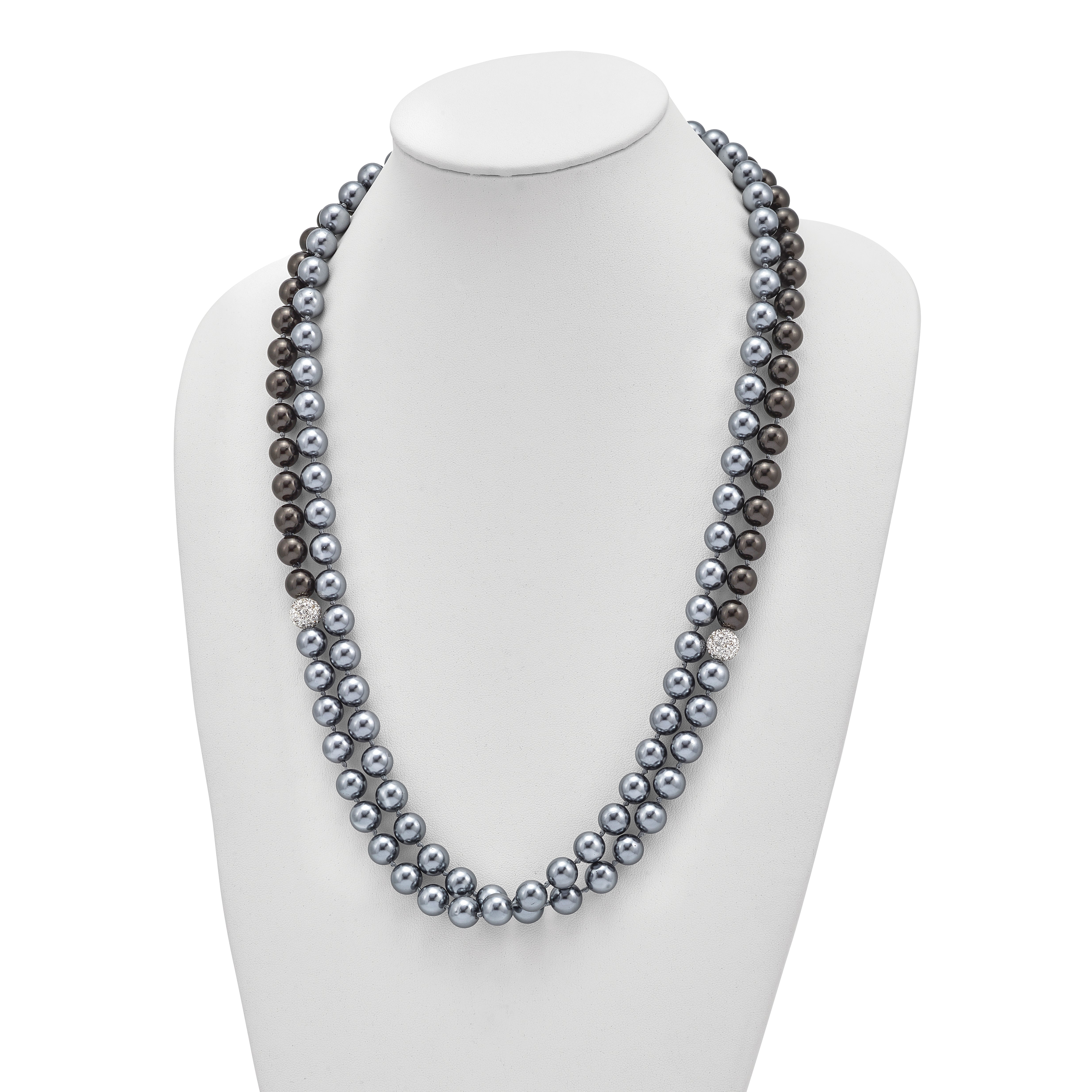 Imitation Shell Pearl Crystal Hand-knotted Necklace with Polished Finish
