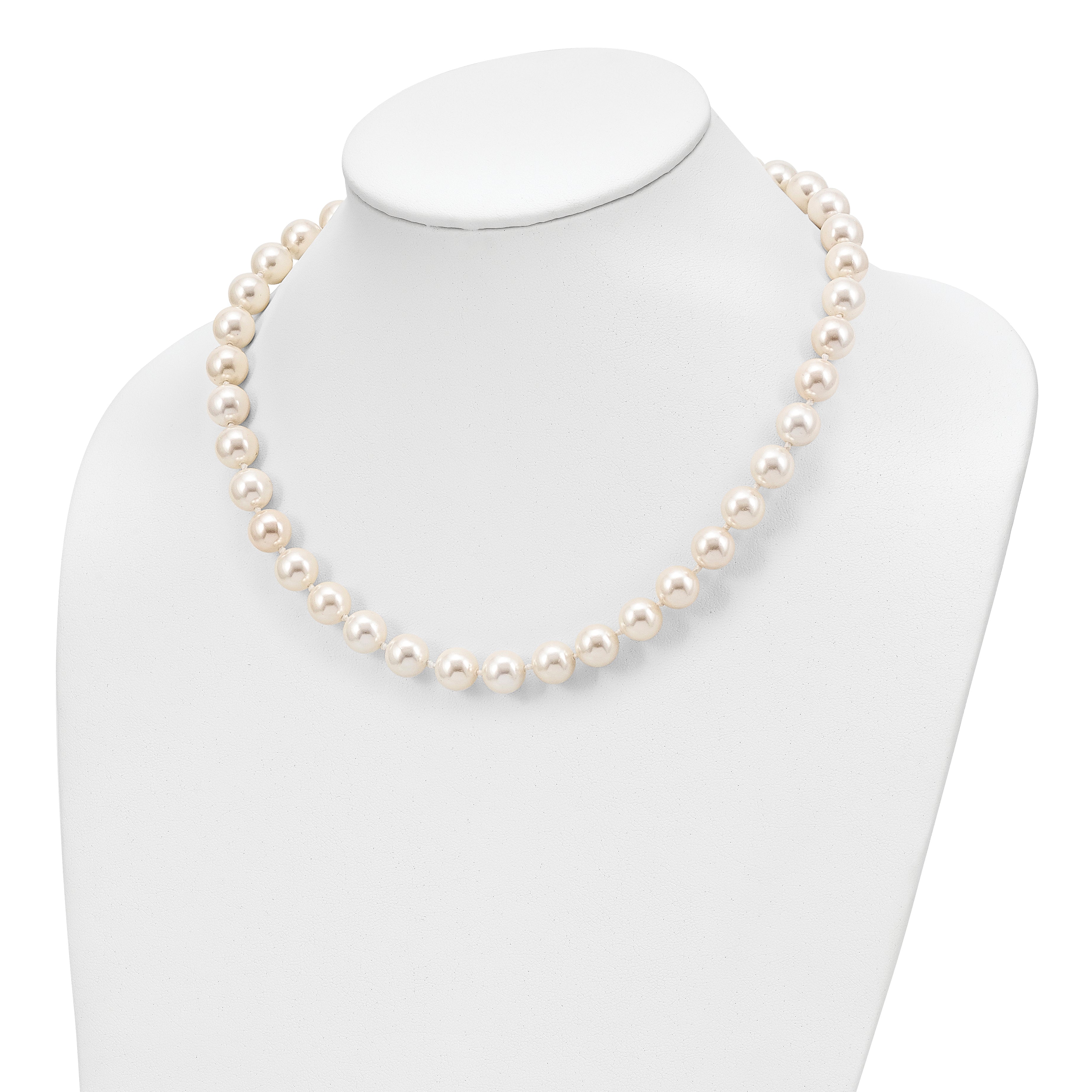 Sophia Jewelers Sterling Silver CZ Clasp Shell Pearl Necklace