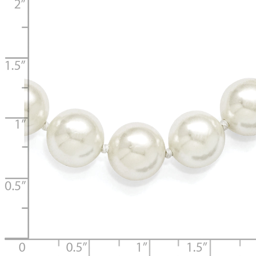 Sterling Silver Shell Pearl Necklace with CZ Clasp Elegant Gift Ready