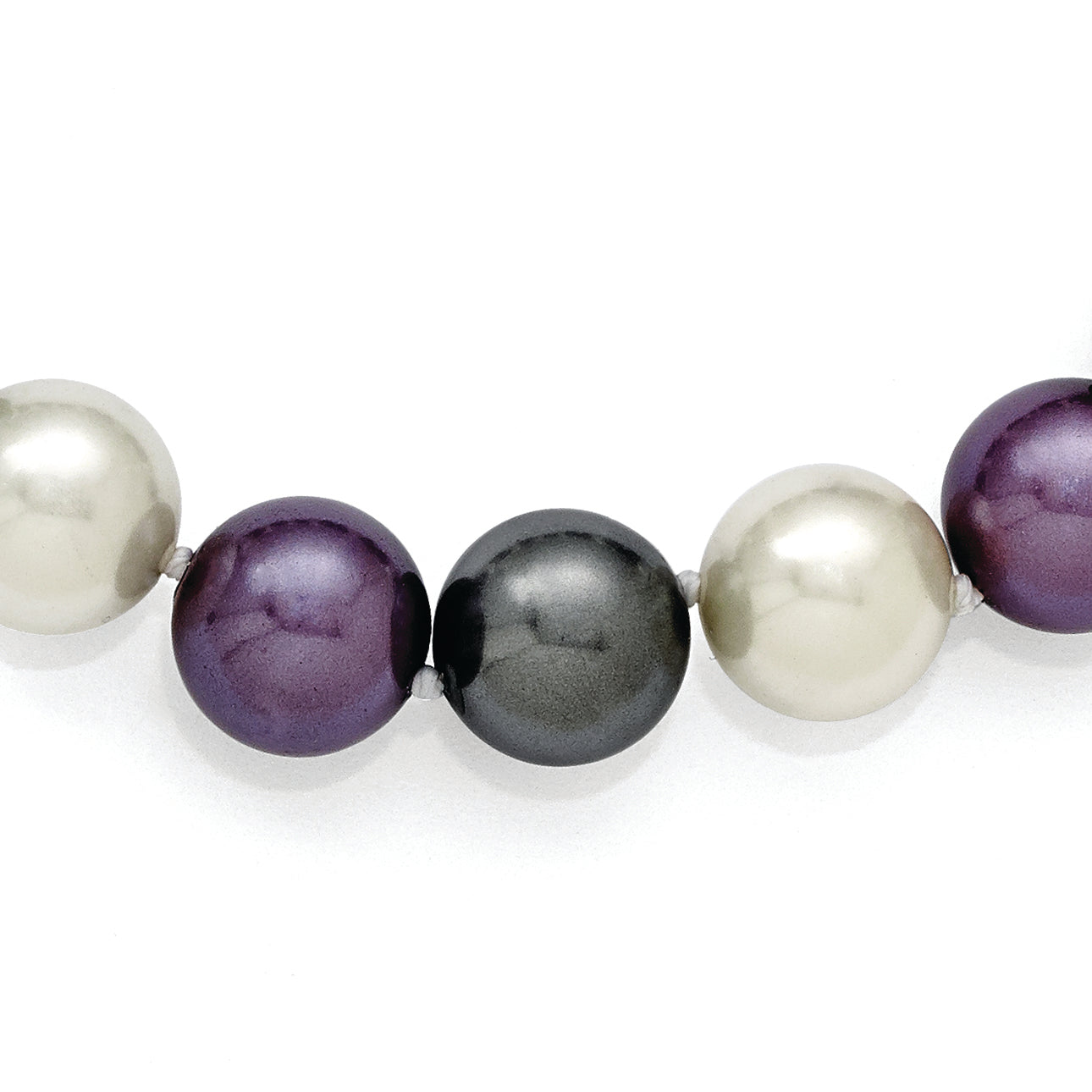 Majestik Sterling Silver Rhodium-plated 12-13mm Multi-color Imitation Shell Pearl Hand-knotted Necklace