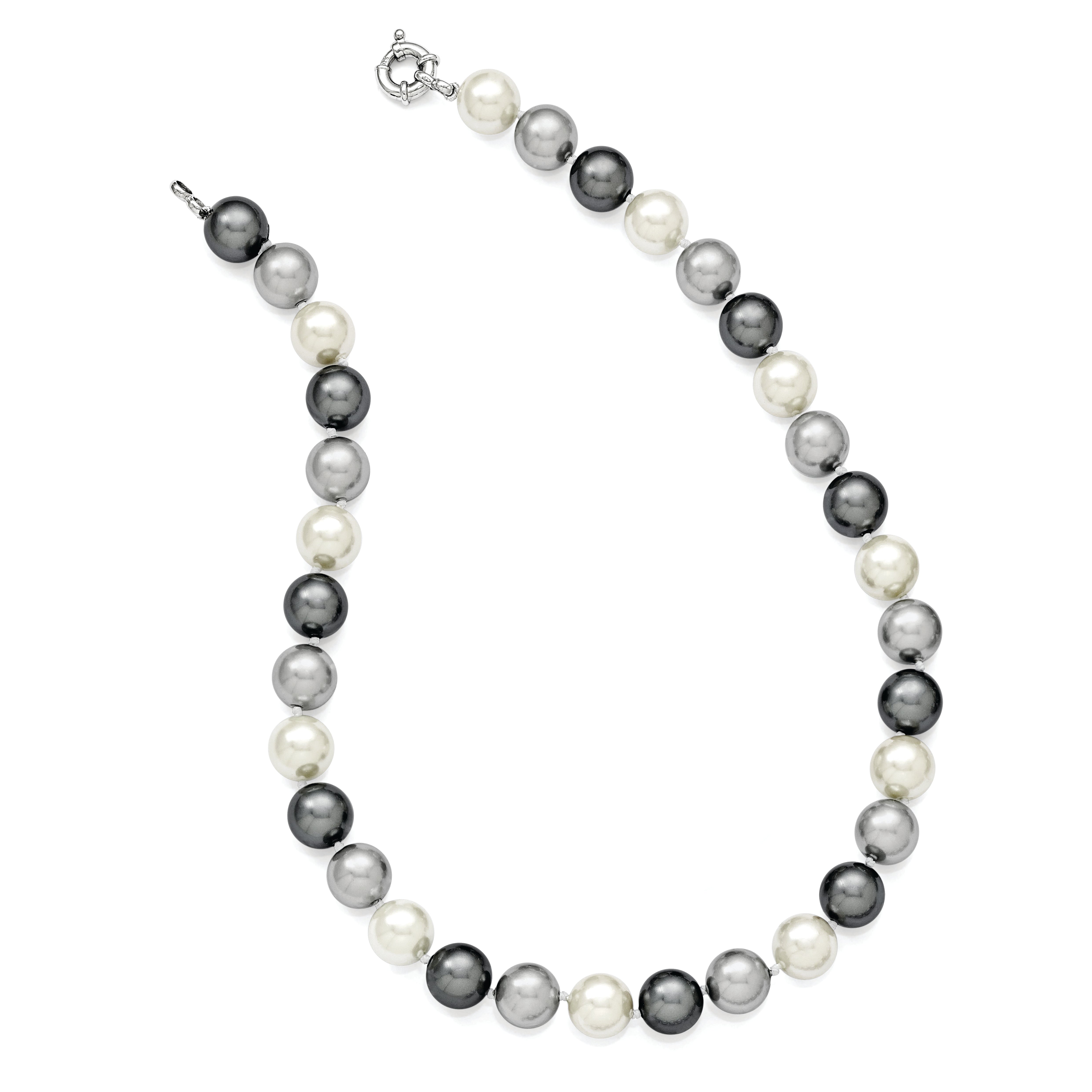 Sophia Jewelers Sterling Silver Shell Pearl Necklace, Hand-Knotted Elegance