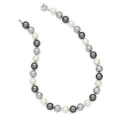 Sophia Jewelers Sterling Silver Shell Pearl Necklace, Hand-Knotted Elegance