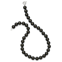 Sophia Jewelers Sterling Silver Black Shell Beaded Necklace Elegant Gift-Ready Design