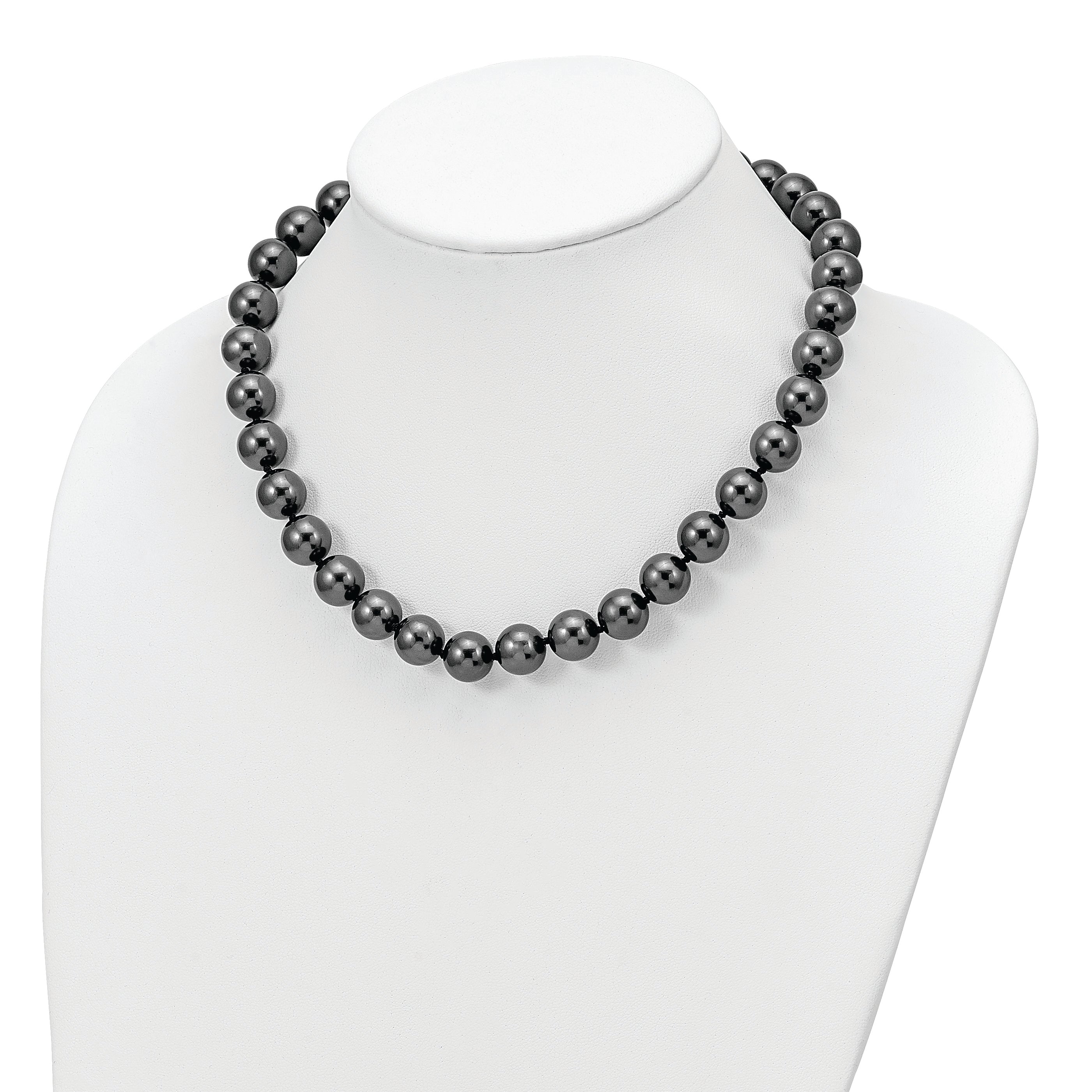Sophia Jewelers Sterling Silver Black Shell Beaded Necklace Elegant Gift-Ready Design