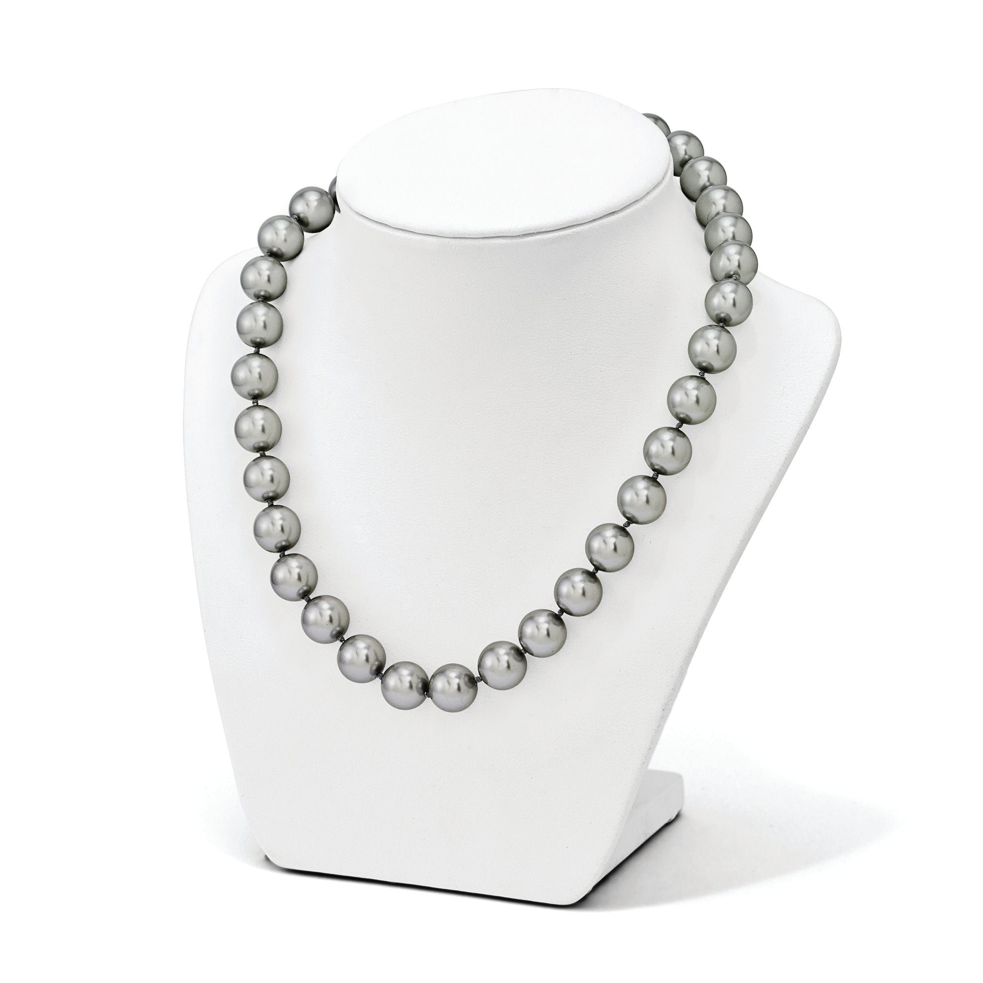 Majestik Sterling Silver 18 Grey Shell Pearl Beaded Necklace with Rhodium Finish