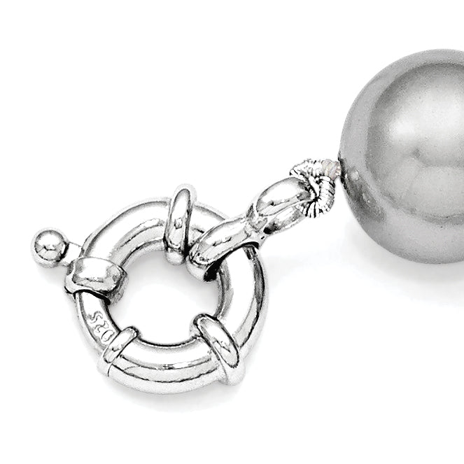Majestik Sterling Silver 18 Grey Shell Pearl Beaded Necklace with Rhodium Finish