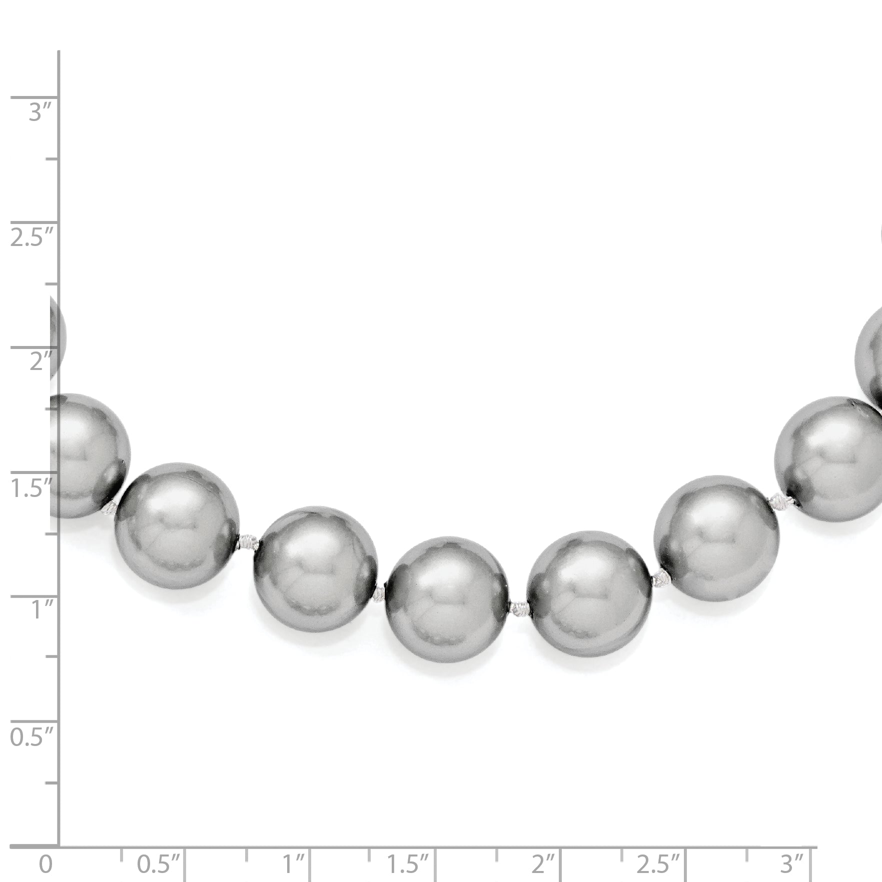Majestik Sterling Silver 18 Grey Shell Pearl Beaded Necklace with Rhodium Finish