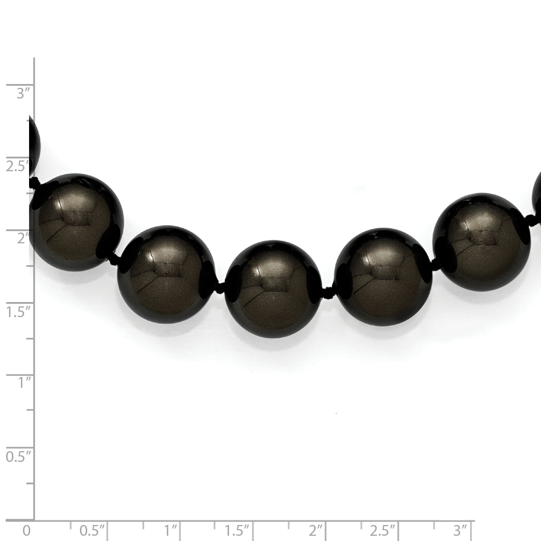 Sterling Silver Shell Pearl Necklace with Black Hand-Knotted Beads