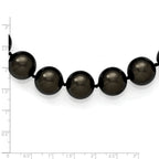 Sterling Silver Shell Pearl Necklace with Black Hand-Knotted Beads