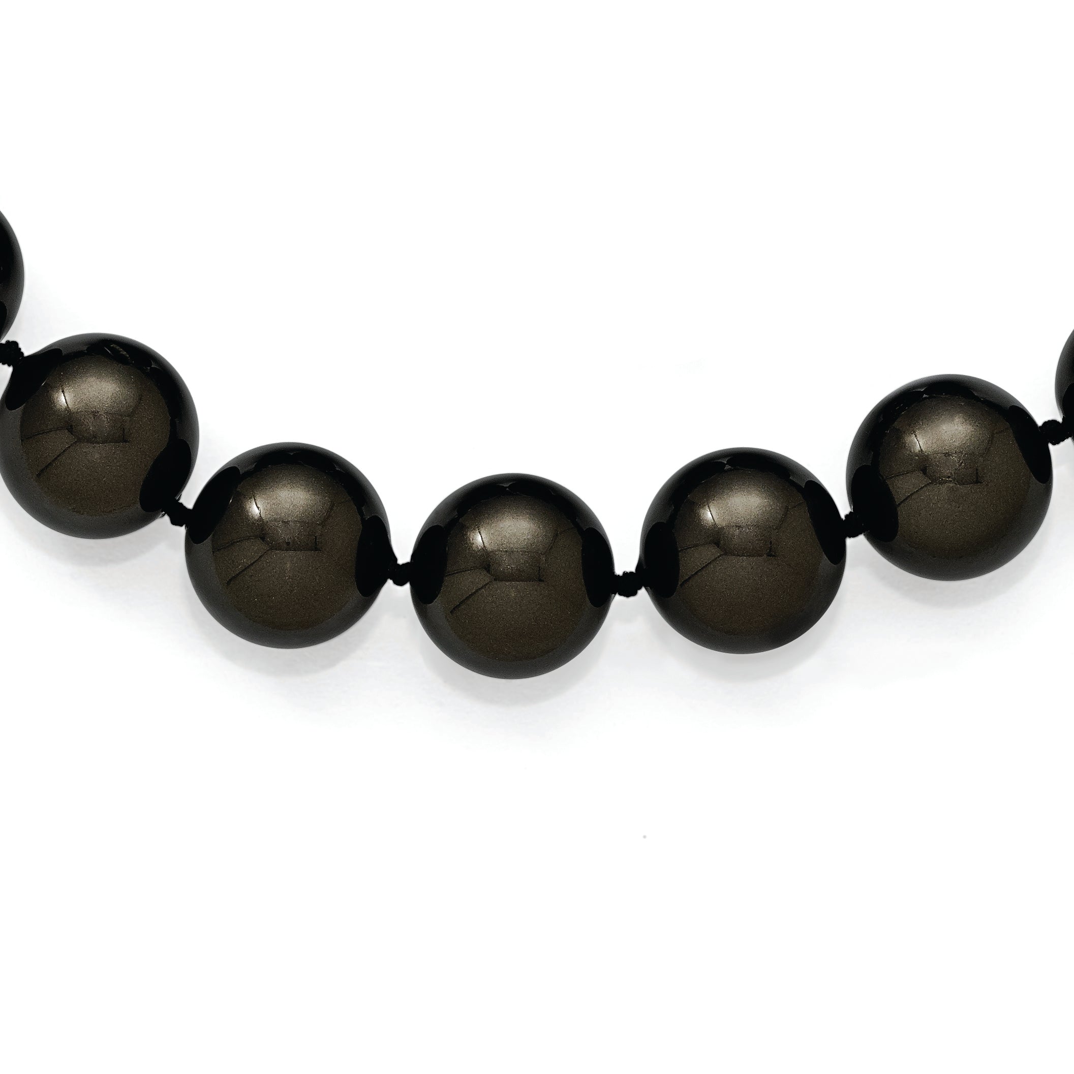 Sterling S Majestik Rh-pl 16-17mm Blk Imitat Shell Pearl Hand Knotted Neckl Main image