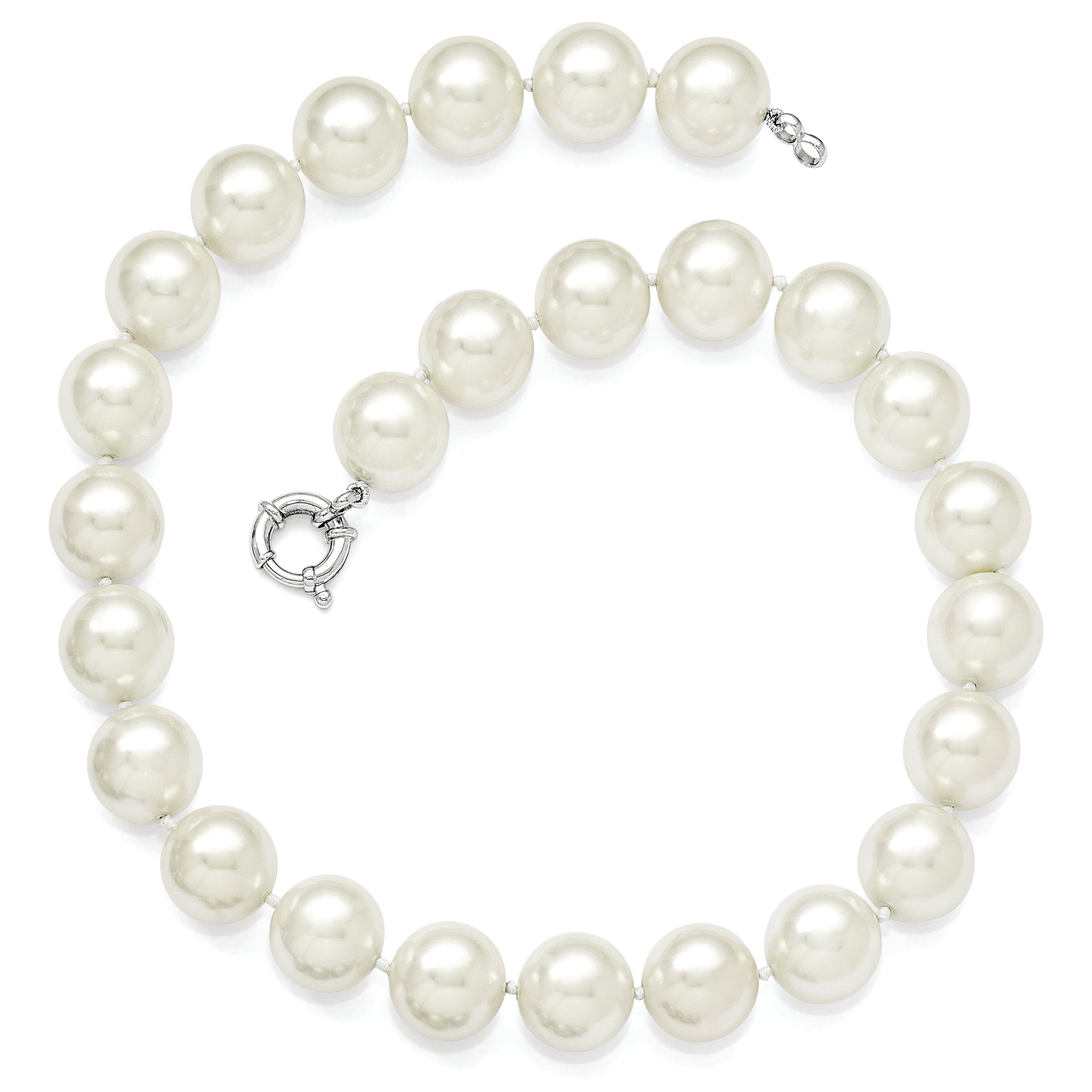 Majestik Sterling Silver Shell Pearl Necklace with Rhodium-Plated Elegance