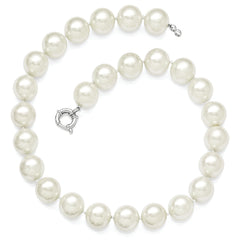 Majestik Sterling Silver Shell Pearl Necklace with Rhodium-Plated Elegance