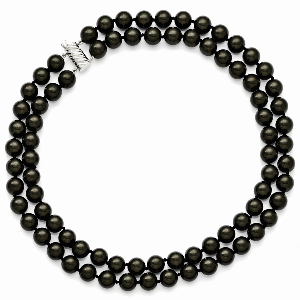 Sterling Silver Shell Pearl Necklace with Rhodium Plating Gift Ready