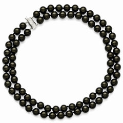 Sterling Silver Shell Pearl Necklace with Rhodium Plating Gift Ready