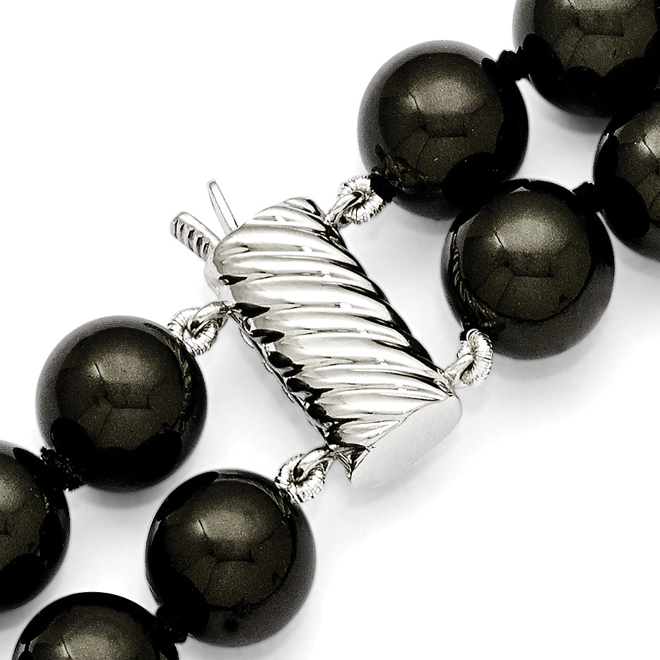 Sterling Silver Shell Pearl Necklace with Rhodium Plating Gift Ready