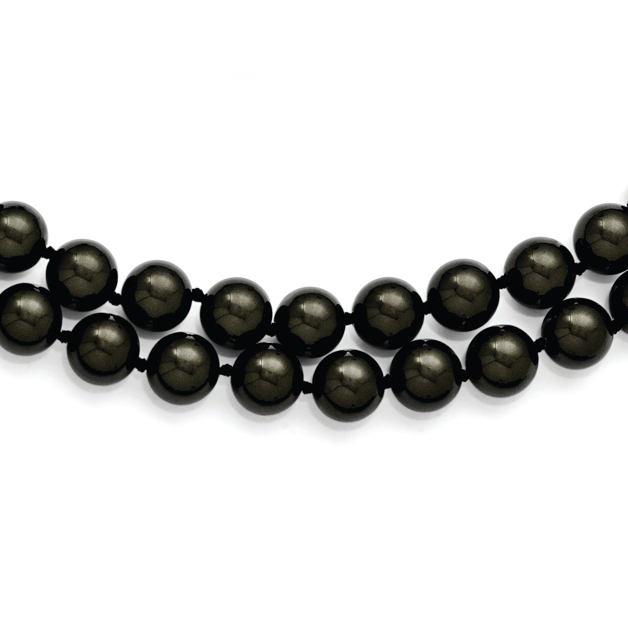 Sterling S Majestik Rh-pl 2 Row 10-11mm Blk Imitat Shell Pearl Necklace Main image