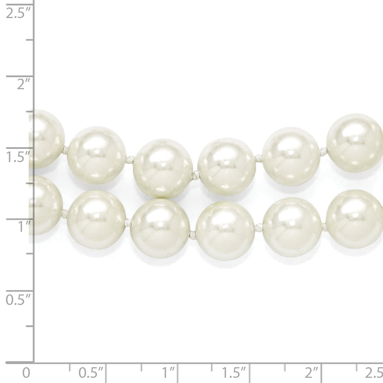 Sterling Silver 2-Row Shell Pearl Necklace with Rhodium Elegance