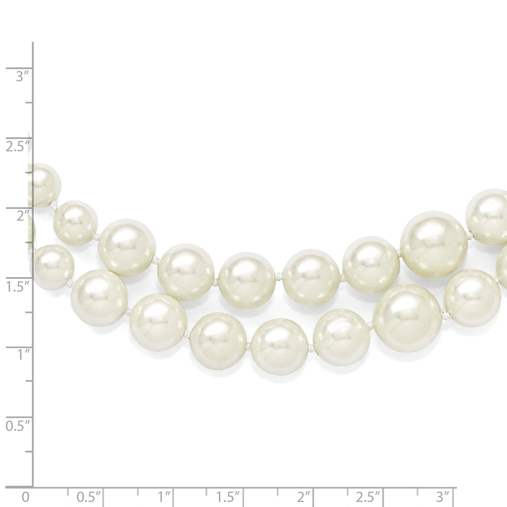 Sophia Jewelers Sterling Silver Rhodium-Plated Shell Pearl Necklace with Extender