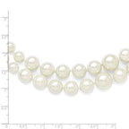 Sophia Jewelers Sterling Silver Rhodium-Plated Shell Pearl Necklace with Extender