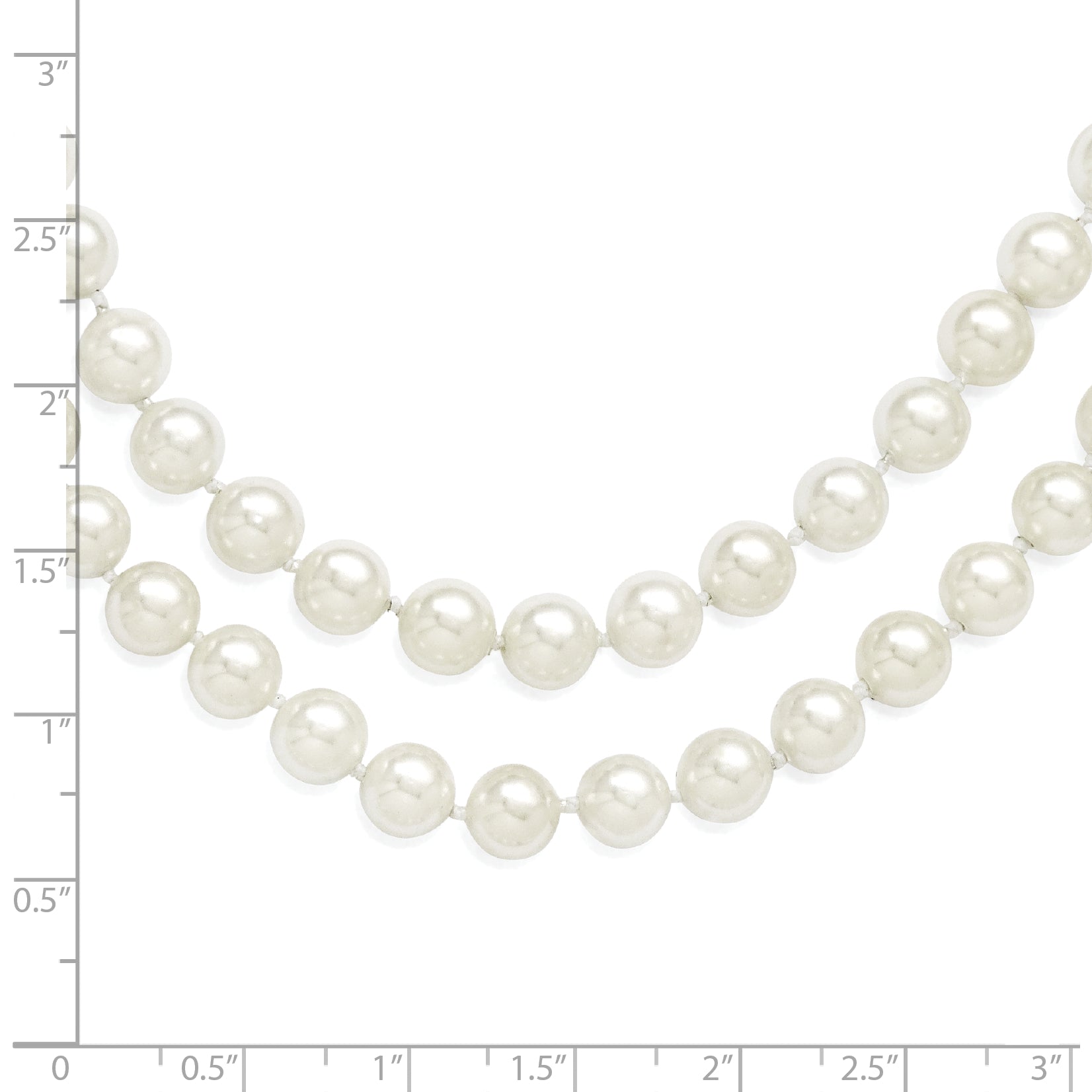 Majestik 925 Sterling Silver Rhodium-Plated Double Row Shell Pearl Necklace