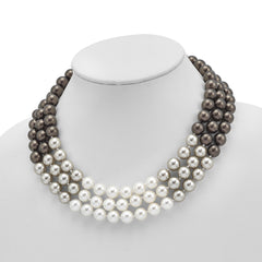 Sophia Jewelers Sterling Silver Beaded Necklace with Multi-Color Shell Pearls