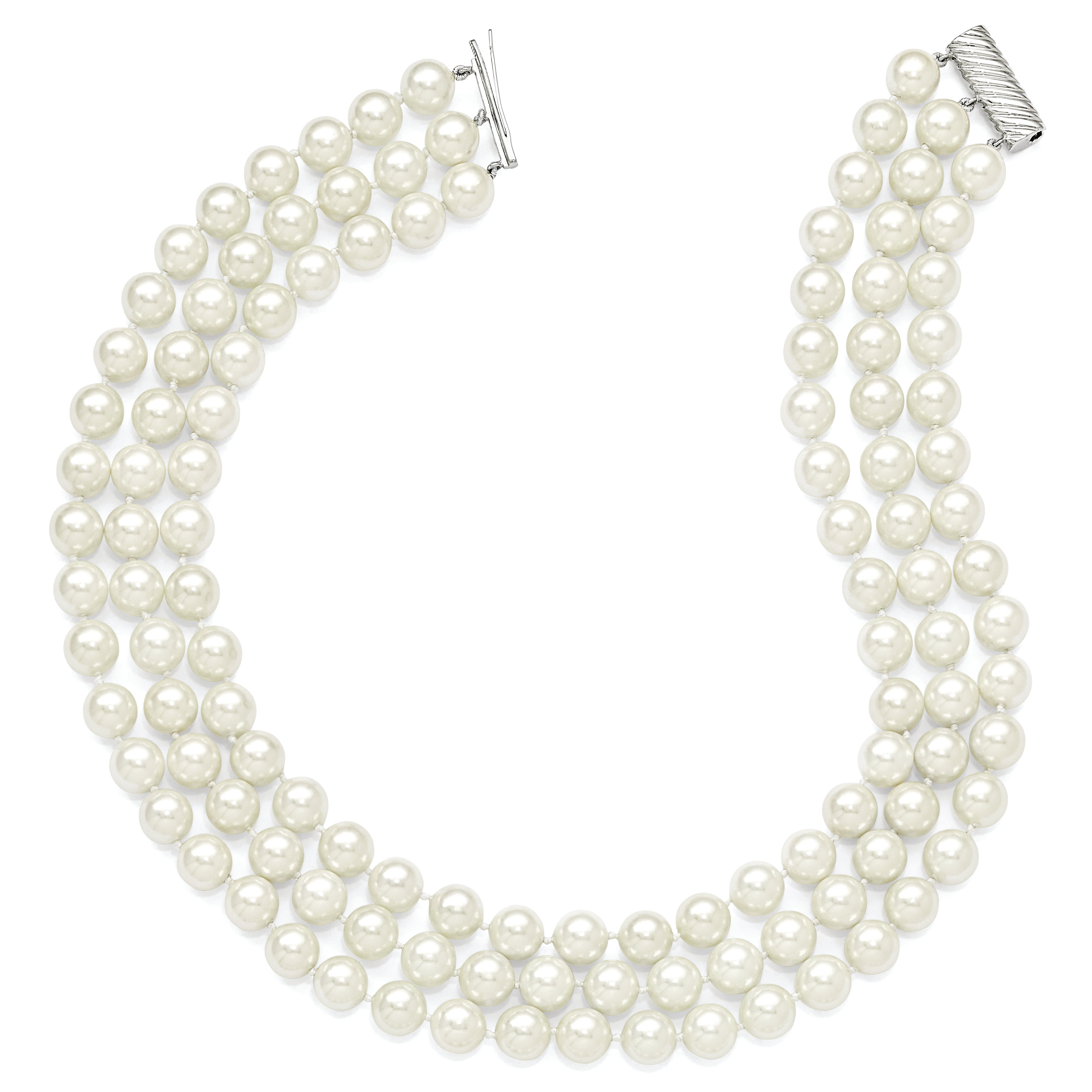 Sophia Jewelers Sterling Silver Shell Pearl Hand-Knotted Necklace Gift Ready