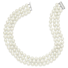 Sophia Jewelers Sterling Silver Shell Pearl Hand-Knotted Necklace Gift Ready