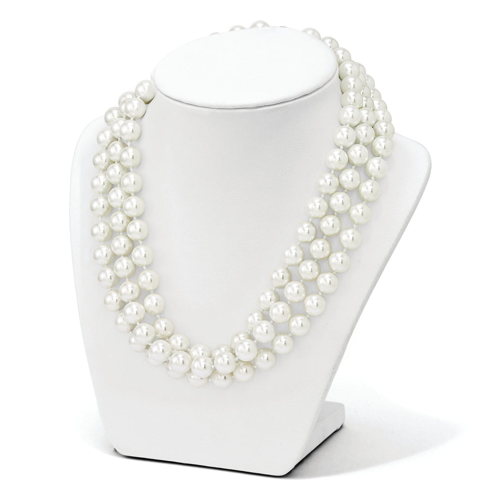 Sophia Jewelers Sterling Silver Shell Pearl Hand-Knotted Necklace Gift Ready