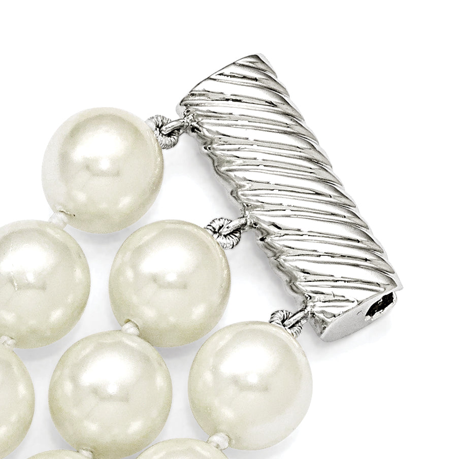 Sophia Jewelers Sterling Silver Shell Pearl Hand-Knotted Necklace Gift Ready