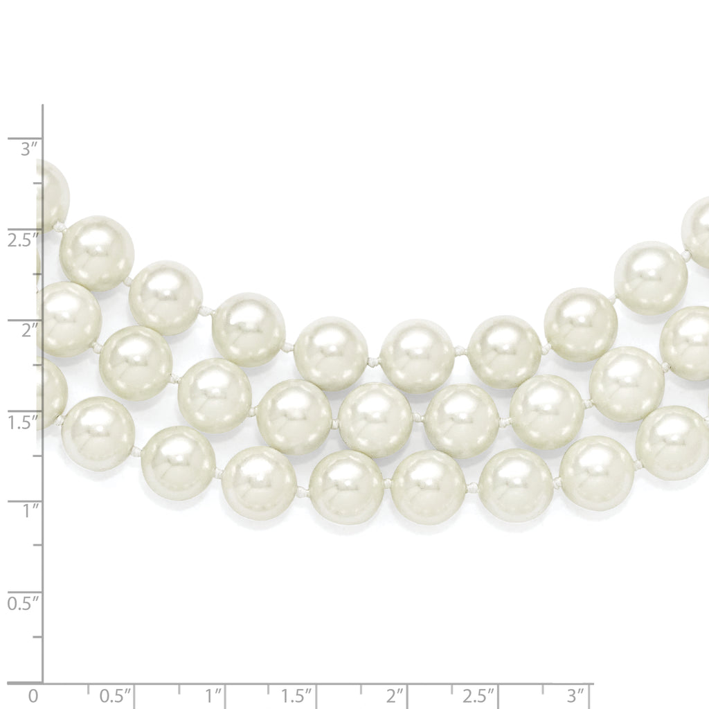 Sophia Jewelers Sterling Silver Shell Pearl Hand-Knotted Necklace Gift Ready