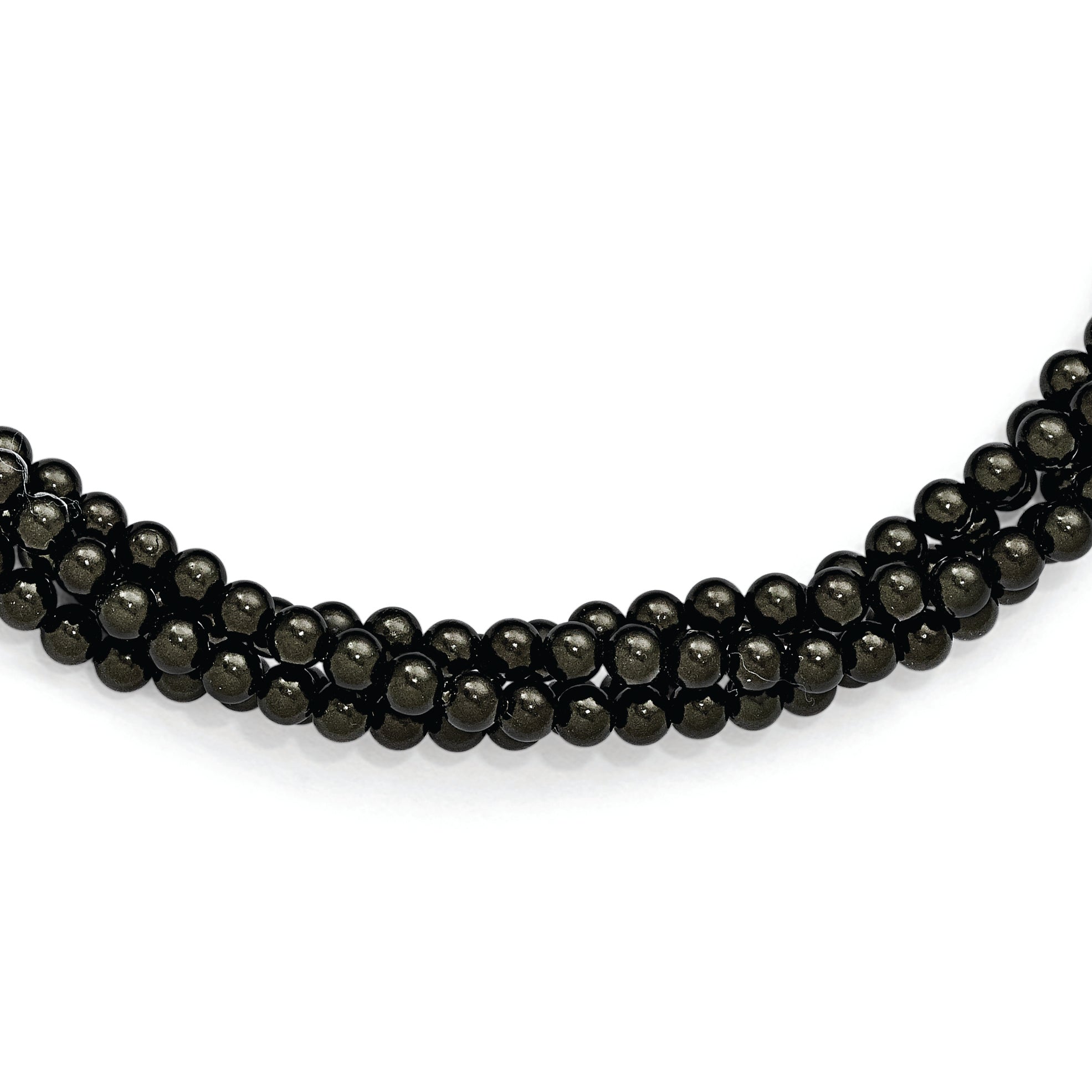 Sterling S Majestik Rh-pl 4 Row 4-5mm Blk Imitat Shell Pearl Twisted Neck Main image