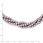 Sterling Silver 925 Beaded Necklace with Purple Shell Twist Pearls