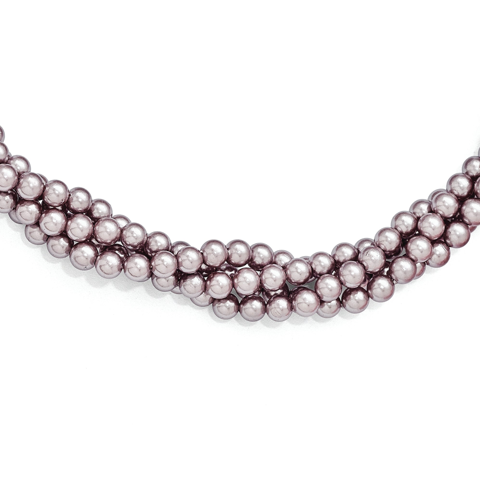 Sterling Silver Majestik 4Row 4-5mm Purple Shell Bead Twist Necklace Main image