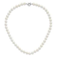 Majestik Sterling Silver Rhodium-plated 8-9mm White Imitation Shell Pearl Hand-knotted Necklace