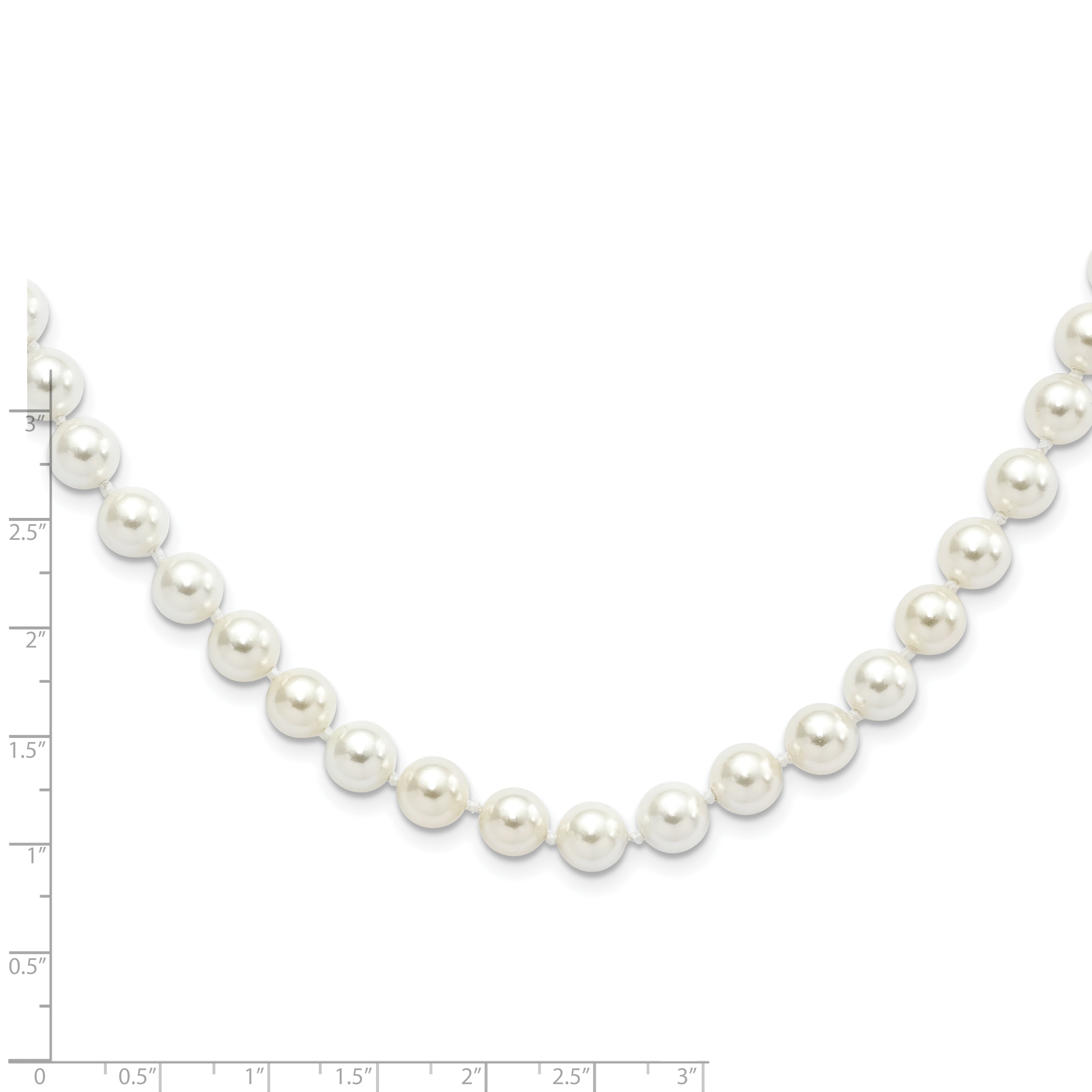 Majestik Sterling Silver Rhodium-plated 8-9mm White Imitation Shell Pearl Hand-knotted Necklace