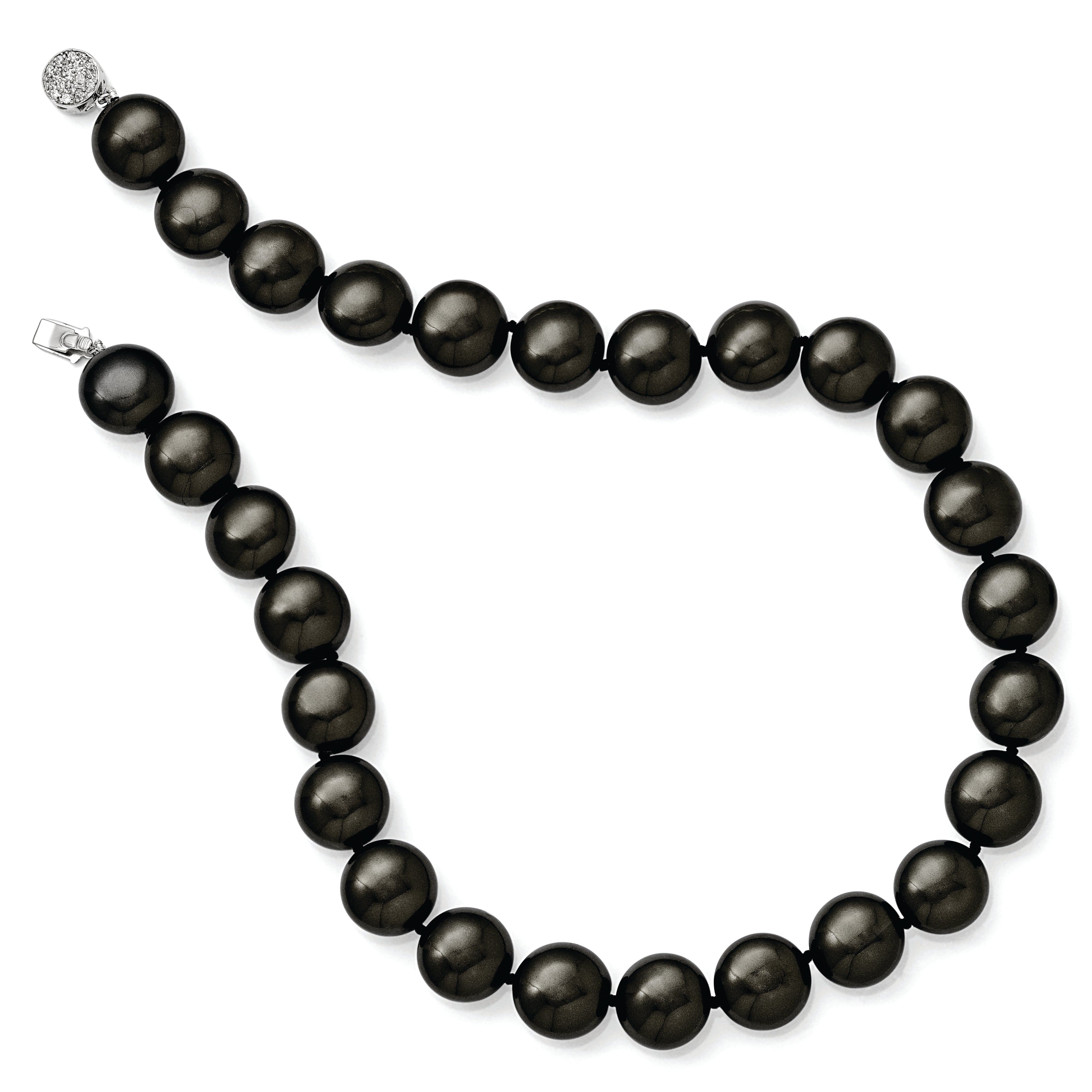 Sterling Silver Shell Pearl Necklace with CZ Clasp Elegant Gift Ready