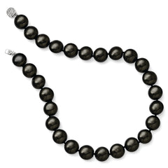 Sterling Silver Shell Pearl Necklace with CZ Clasp Elegant Gift Ready
