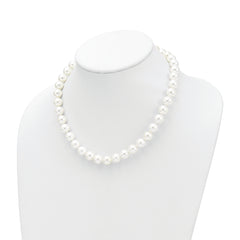 Majestic Sterling Silver Rhodium-plated 10-11mm White Imitation Shell Pearl Hand-knotted Necklace