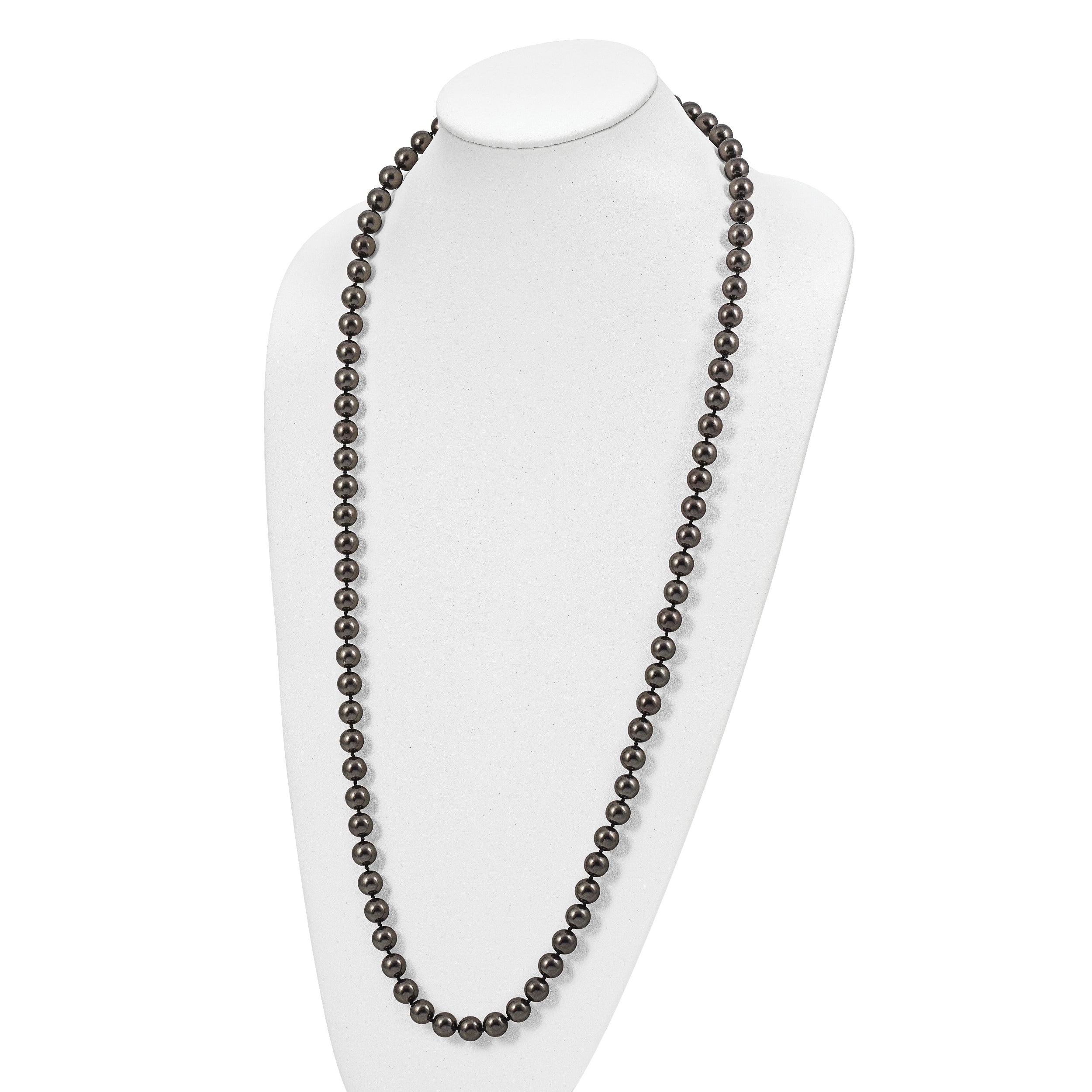 Sophia Jewelers Black Shell Pearl Hand-Knotted Slip-On Necklace 36 Elegant