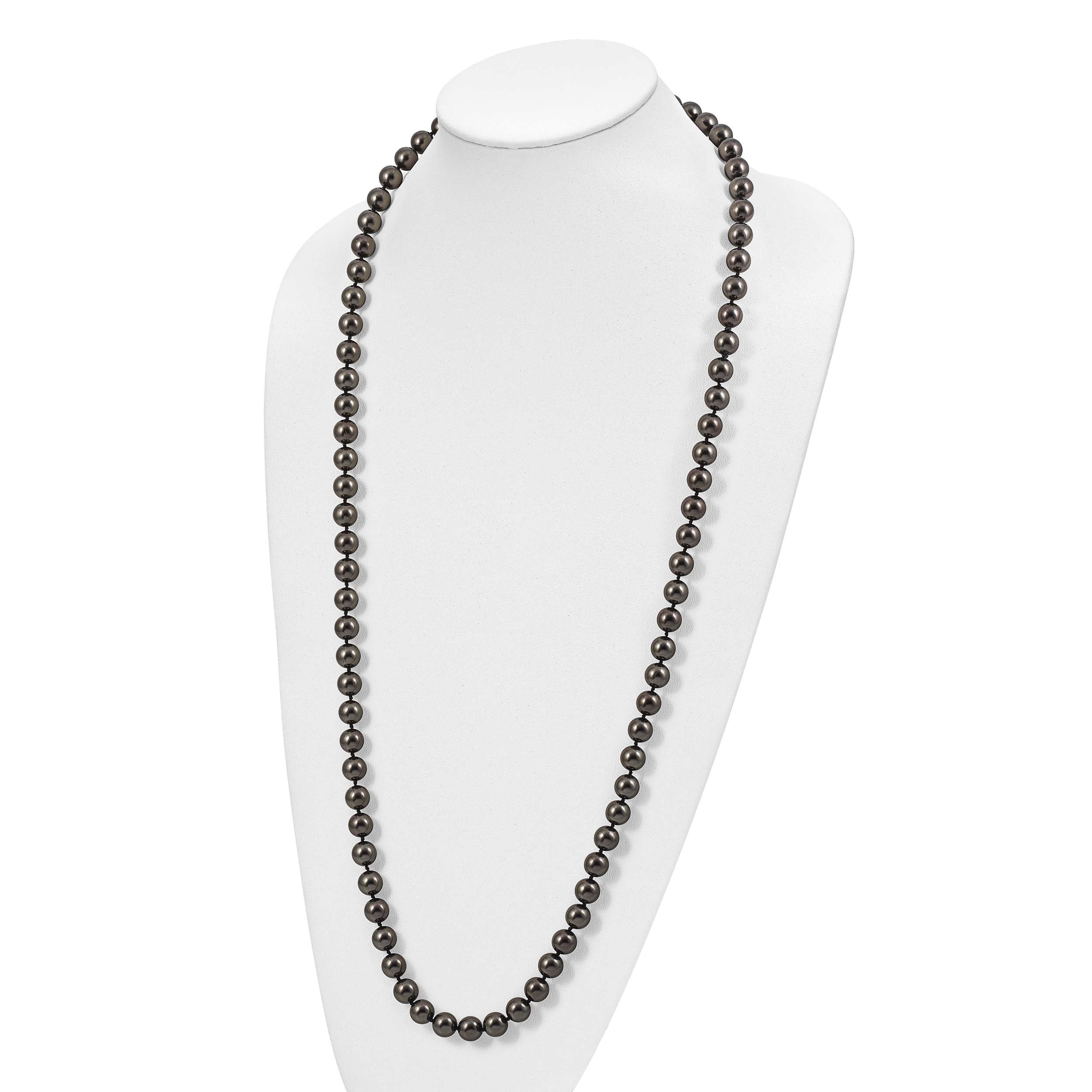 Sophia Jewelers Black Shell Pearl Hand-Knotted Slip-On Necklace 36 Elegant