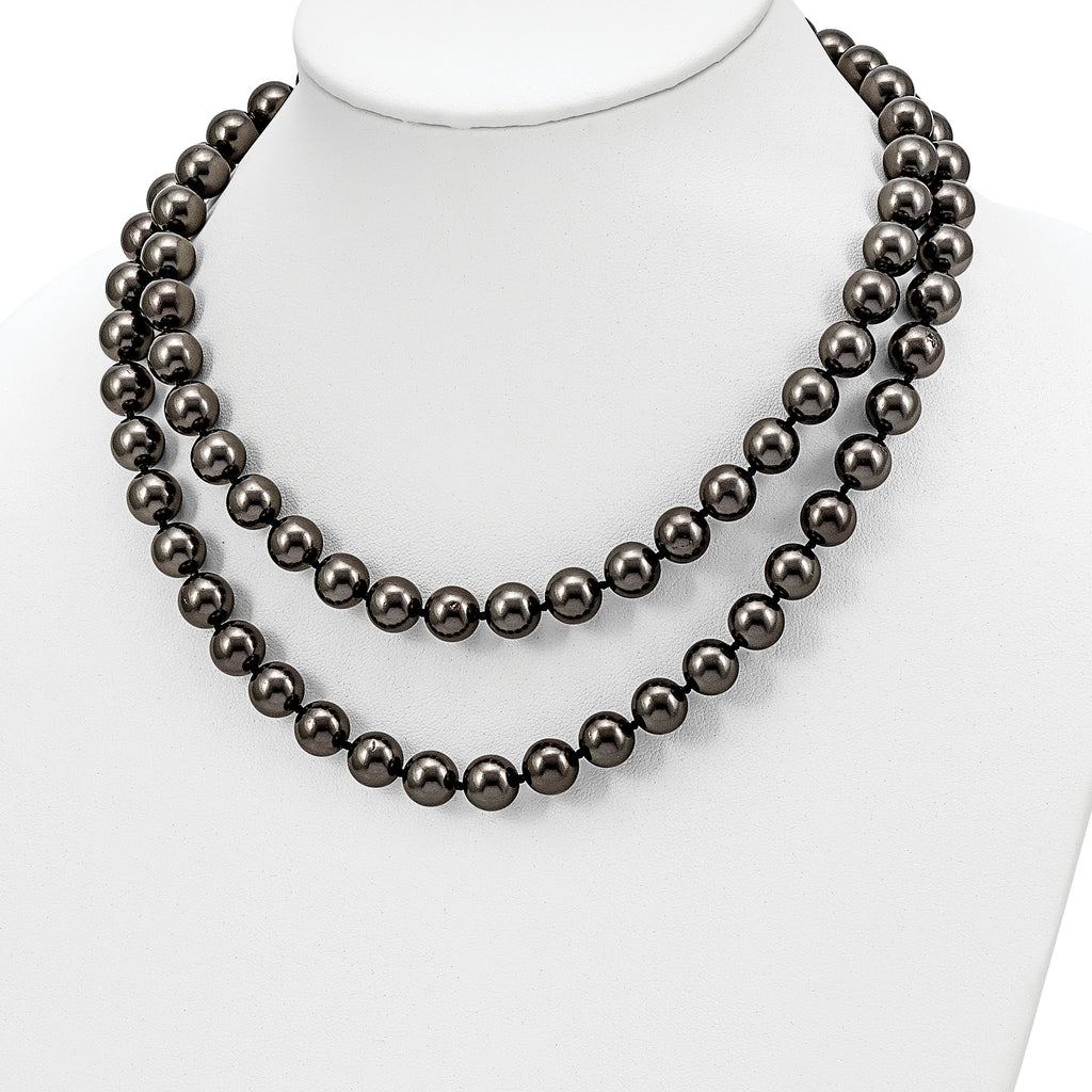 Sophia Jewelers Black Shell Pearl Hand-Knotted Slip-On Necklace 36 Elegant